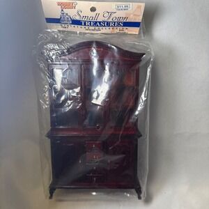 Hobby Lobby Small Town Treasures Miniature Wood China Cabinet Hutch 1997